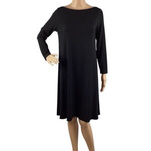 Eileen Fisher Black Stretch Viscose Long Sleeve Shift Dress S